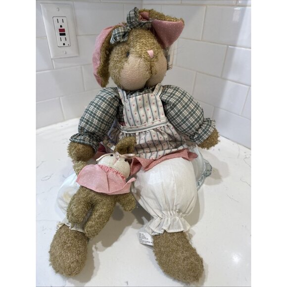 VTG Plush Easter Bunny Decoration Shelf Sitter 19" - Picture 1 of 13